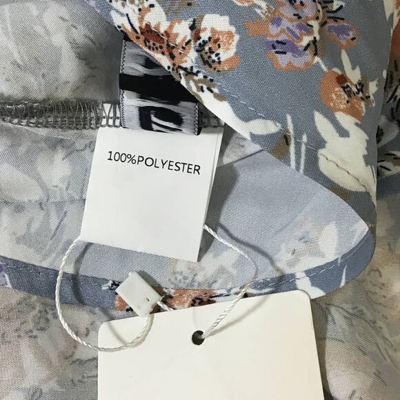 BLOOMCHIC 16 1X Plus Gray Floral Surplice Neck Elastic Waist Maxi Dress NWT b76 - Picture 6 of 7